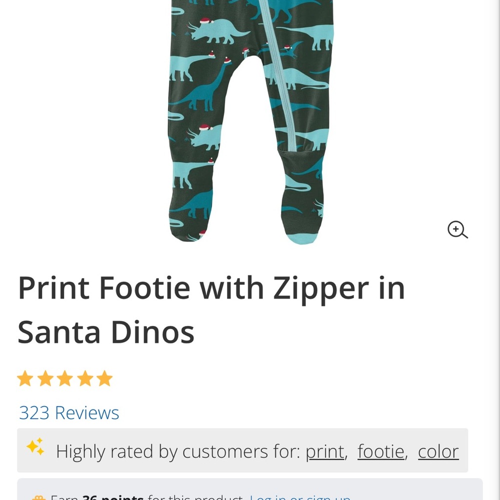 KICKEE PANTS- Print Ruffle Footie with Zipper in Santa Dinos